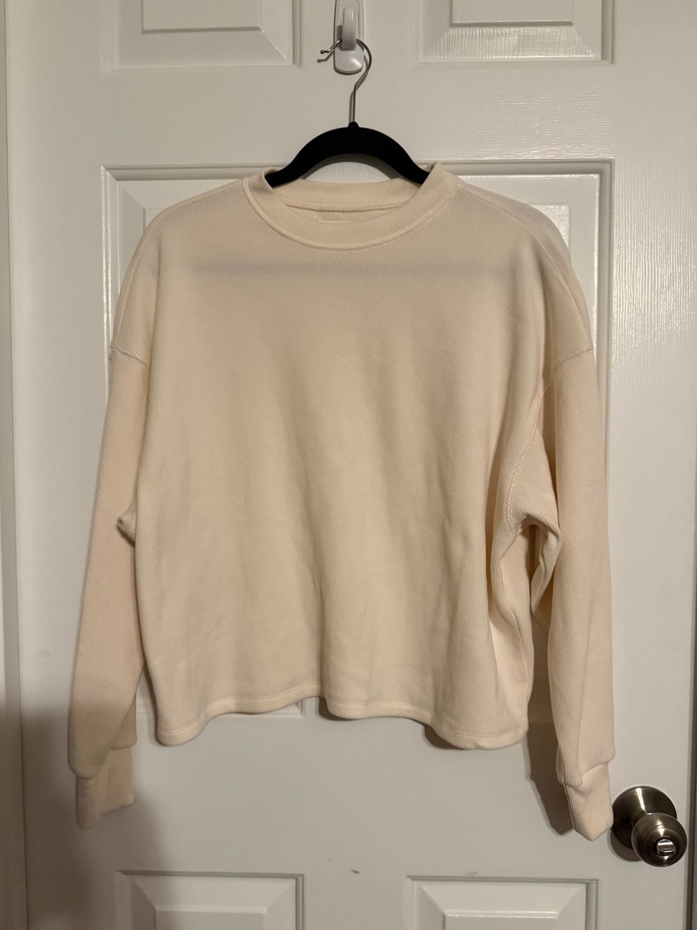 Abercrombie & Fitch Lounge Collection Waffle Knit Long Sleeve Top Cream XXS/XS